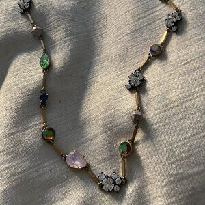 J Crew crystal multi-colored stone gold necklace